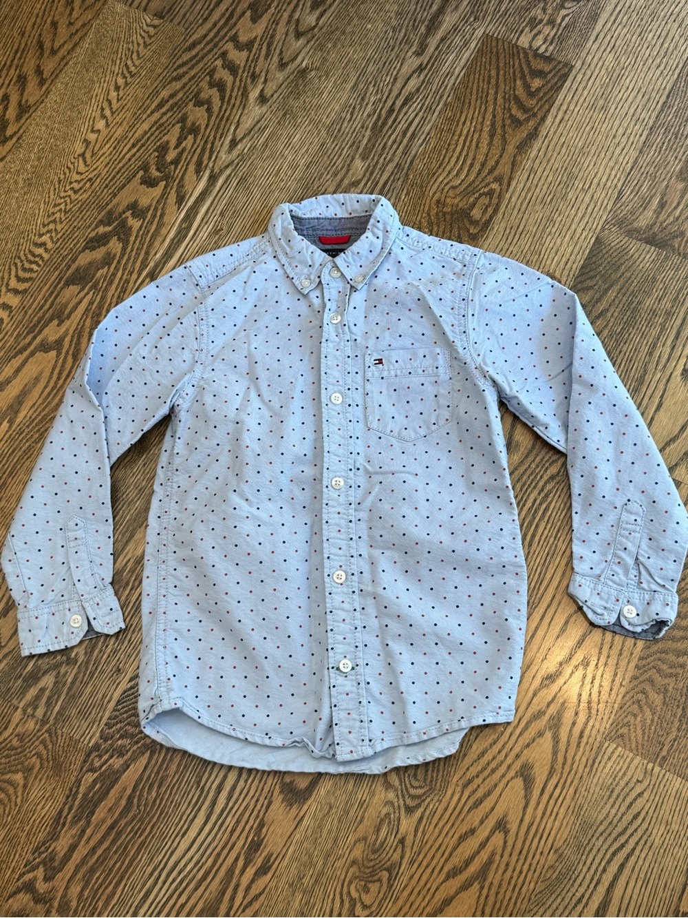 Tommy Hilfiger Light Blue Dot-Print Button-Down Shirt